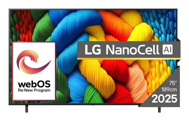 Televisio LG 75NANO80A3B 75" NanoCell 4K UHD -älytelevisio webOS-käyttöjärjestelmällä