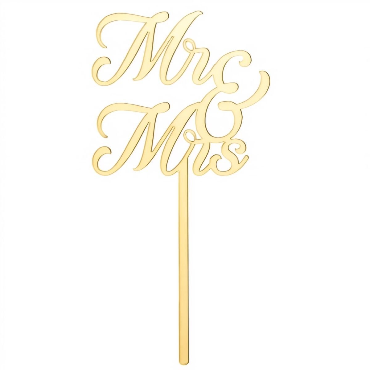Akryylinen kakkukoriste - Mr & Mrs, Kulta