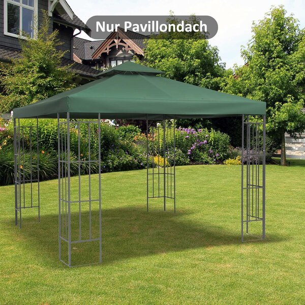 Korvaava katos paviljongiin 3x3m vettähylkivä, Metallipaviljongin katos, Puutarhapaviljongin katos, Juhlateltta, Puutarhateltta, Polyesteri, Tummanvihreä