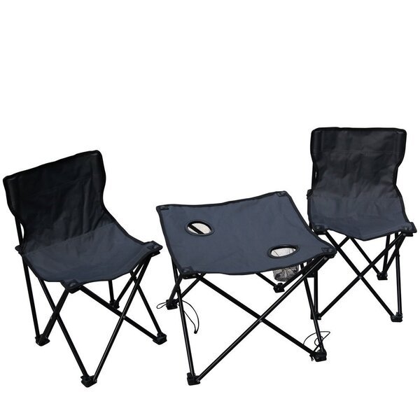 Patio Camping -retkeilykalustesetti, 3 osaa, harmaa