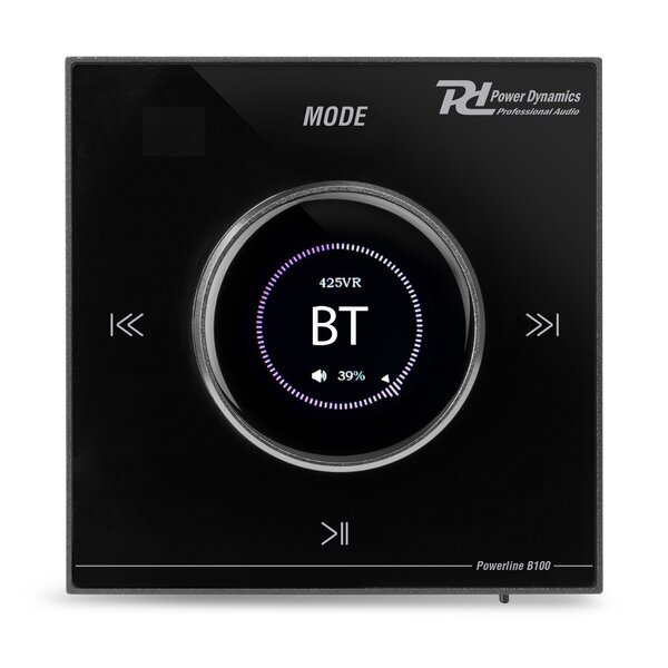 Powerline B100B seinään upotettava äänivahvistin BT/LCD musta