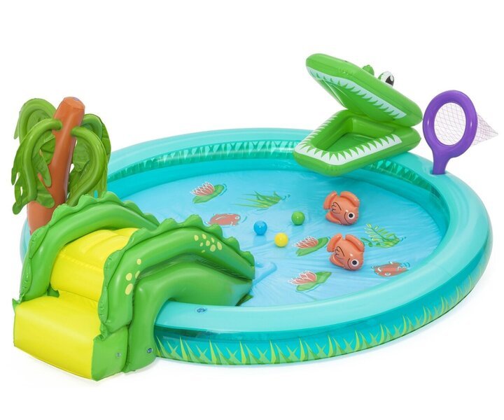 „Bestway“ puhallettava leikkikeskus „CROCODILE“ liukumäki + sadetin + pallot