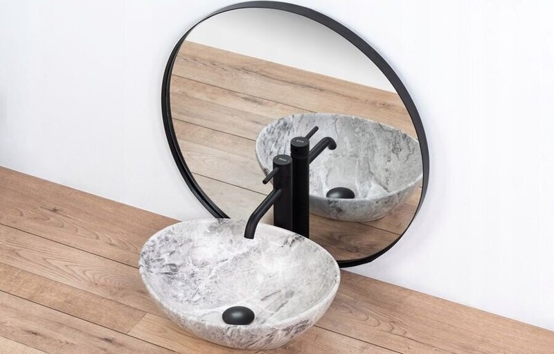 Tason päälle asennettava pesuallas REA SOFIA STONE 41x34,5x15, Be praustuvo kojos
