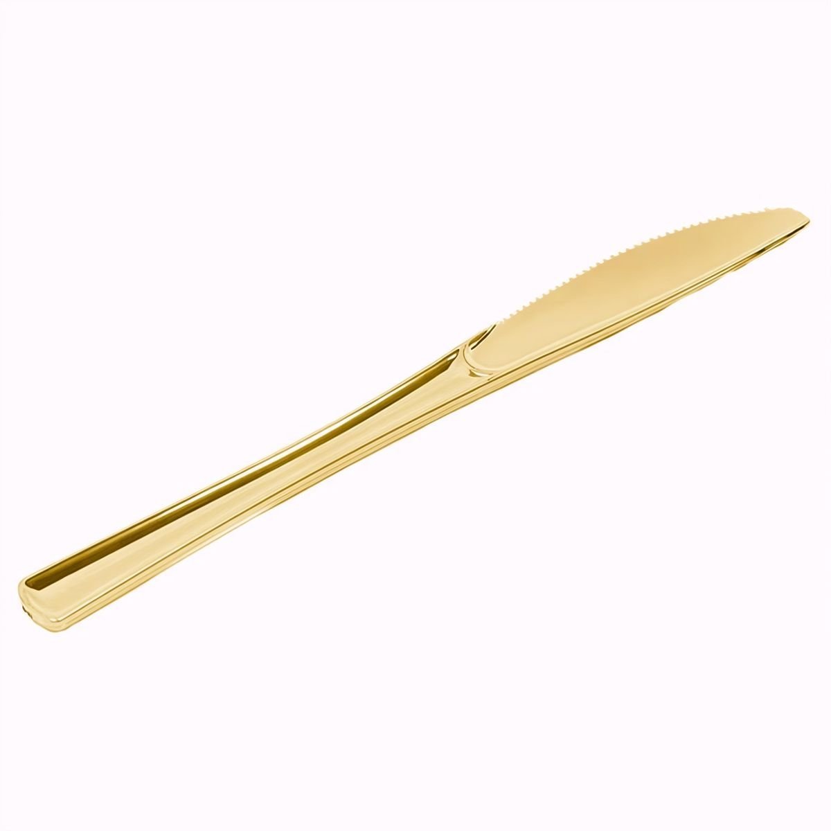 Muovinen ruokaveitsi - metallinhohtoinen kulta, 20 cm, 25 kpl