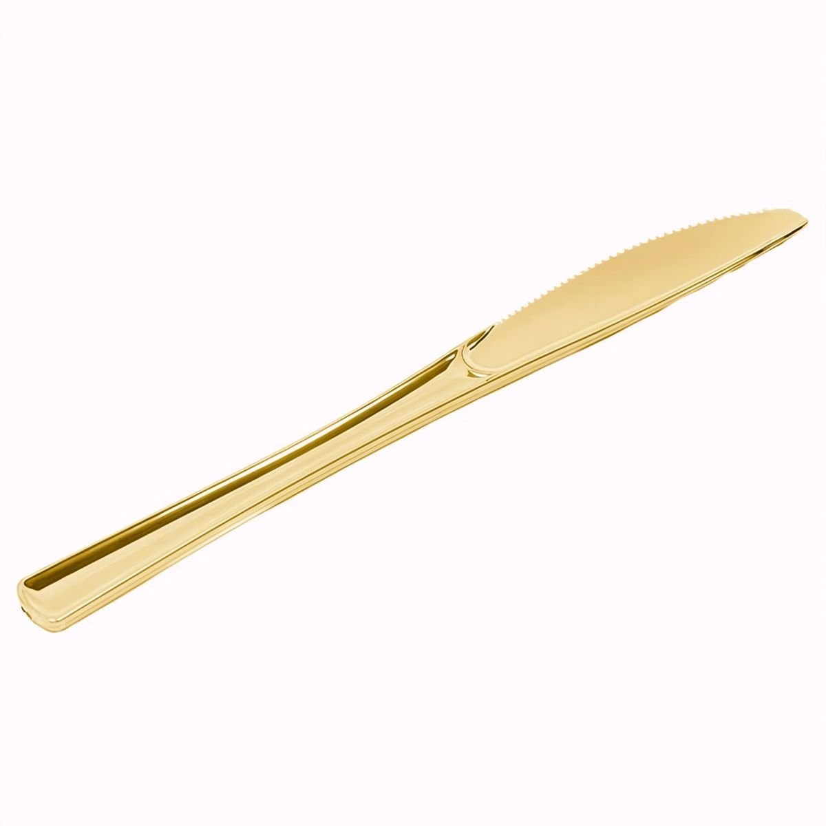 Muovinen ruokaveitsi - metallinhohotoinen kulta, 20 cm, 6 kpl