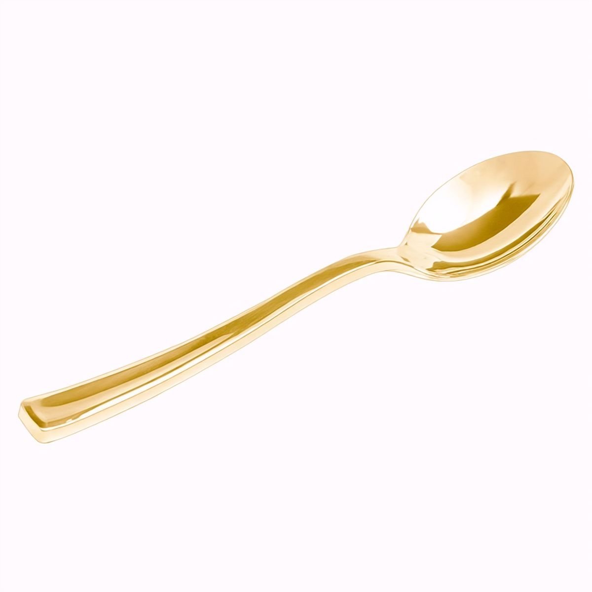 Muovinen teelusikka - metallinhohtoinen kulta, 13 cm, 6 kpl