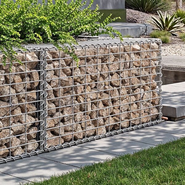 Seinäpenkki Pintakivi Gabion-korit Kiviteräsaita, SONGMICS GGB153, 100x50x30 cm, Hopea, Seinaistme Pind Kiviga Gabioonid, SONGMICS GGB153, 100 x 50 x 30 cm, Hõbe