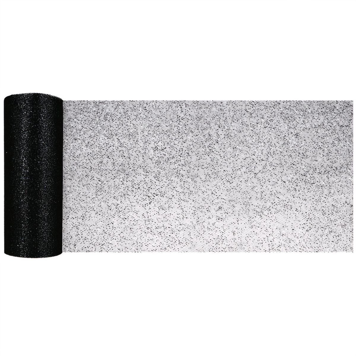 Glittertylli - musta, 0,15 x 9 m