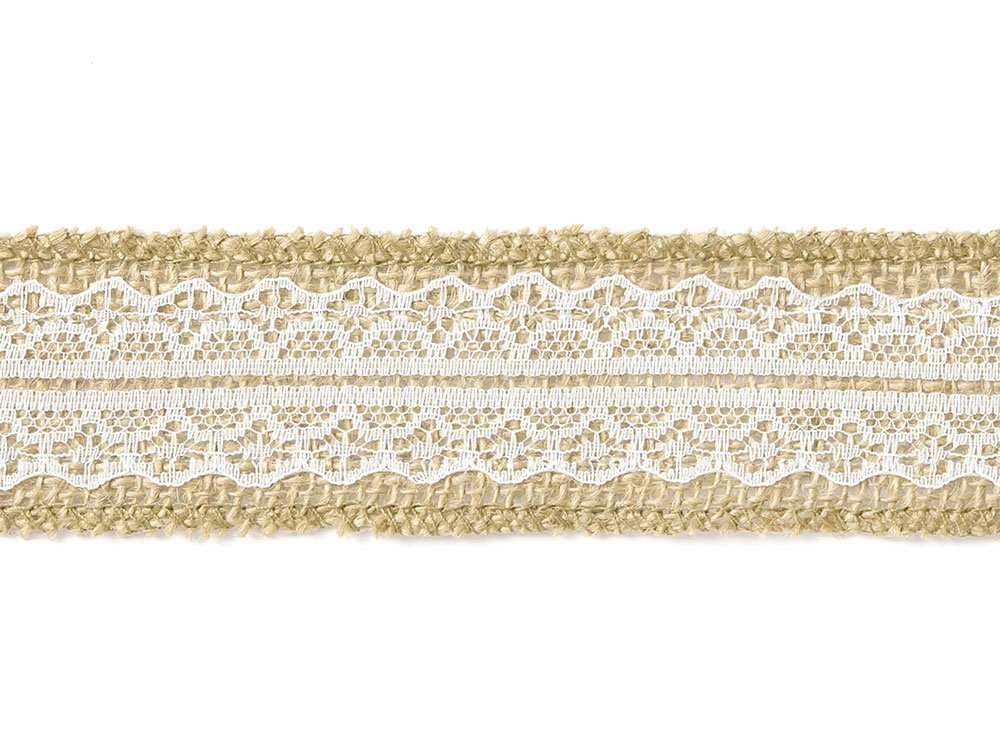 Juuttinauha pitsillä - 4cm x 5m
