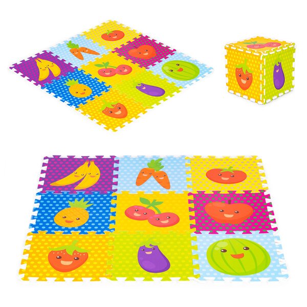 Vaahtomuovimatto lapsille hedelmäpalapeli 9 elementtiä 86x86cm IPLAY IPLAY