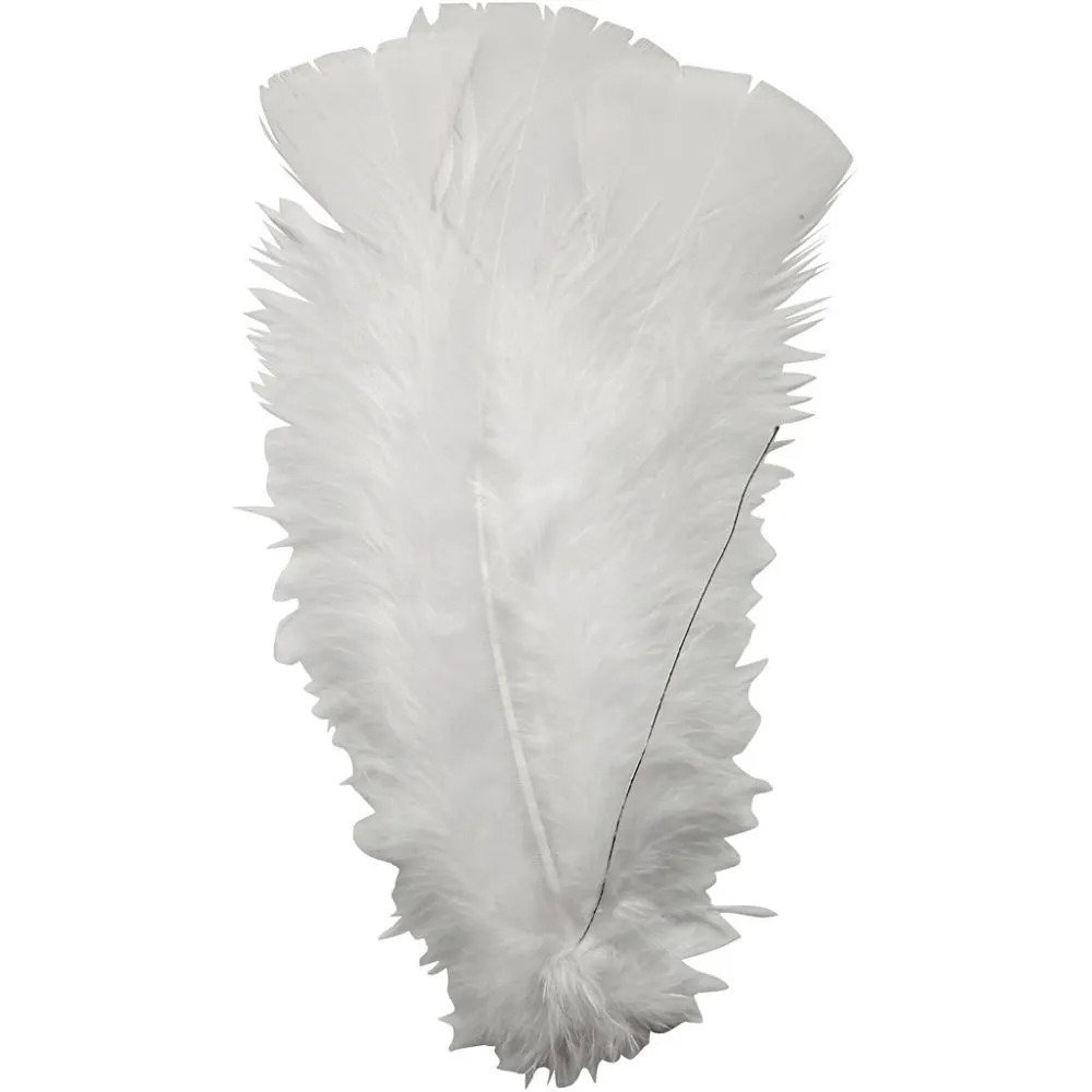 Aidot höyhenet - Valkoiset, Teräslangalla, 11-17cm, 18kpl