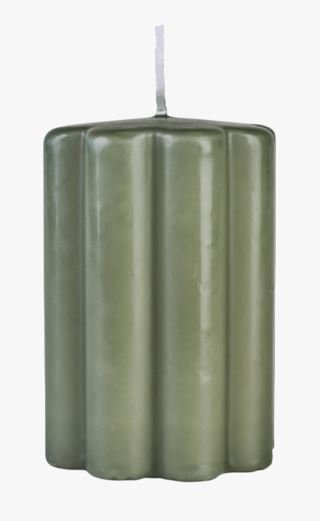 Ribbed pöytäkynttilä harmaanvihreä
