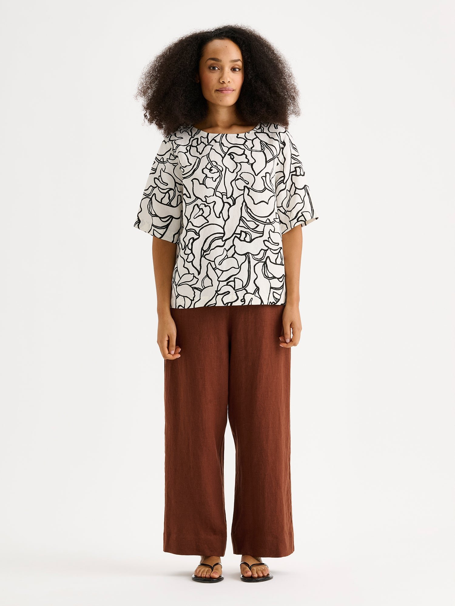 Nanso SAARI culottes-pellavahousut - ruskea