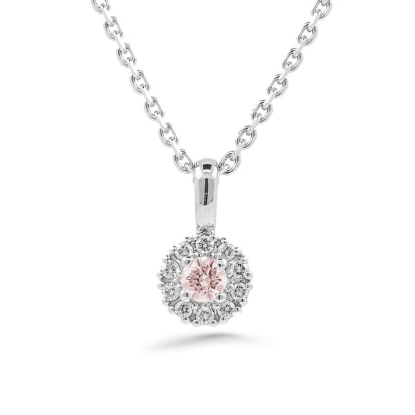 Silván Lauriel halotimanttiriipus morganiitilla, 0,10ct, valkokultaa, timanttikorut