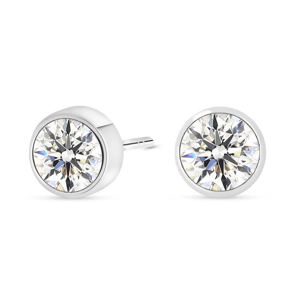 Valkokultaiset korvakorut 5mm kirkkaalla zirkoniakivellä, 14K valkokulta