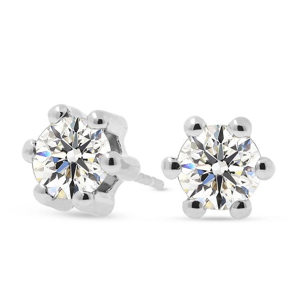 Valkokultaiset korvakorut 5mm zirkoniakivellä, 14K valkokulta