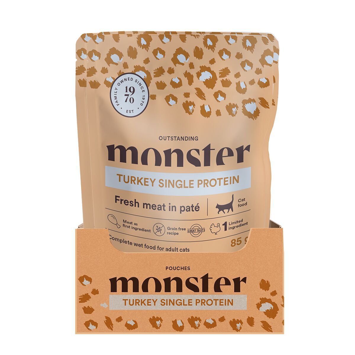 Monster Cat Pouch Adult Turkey 16 x 85 g