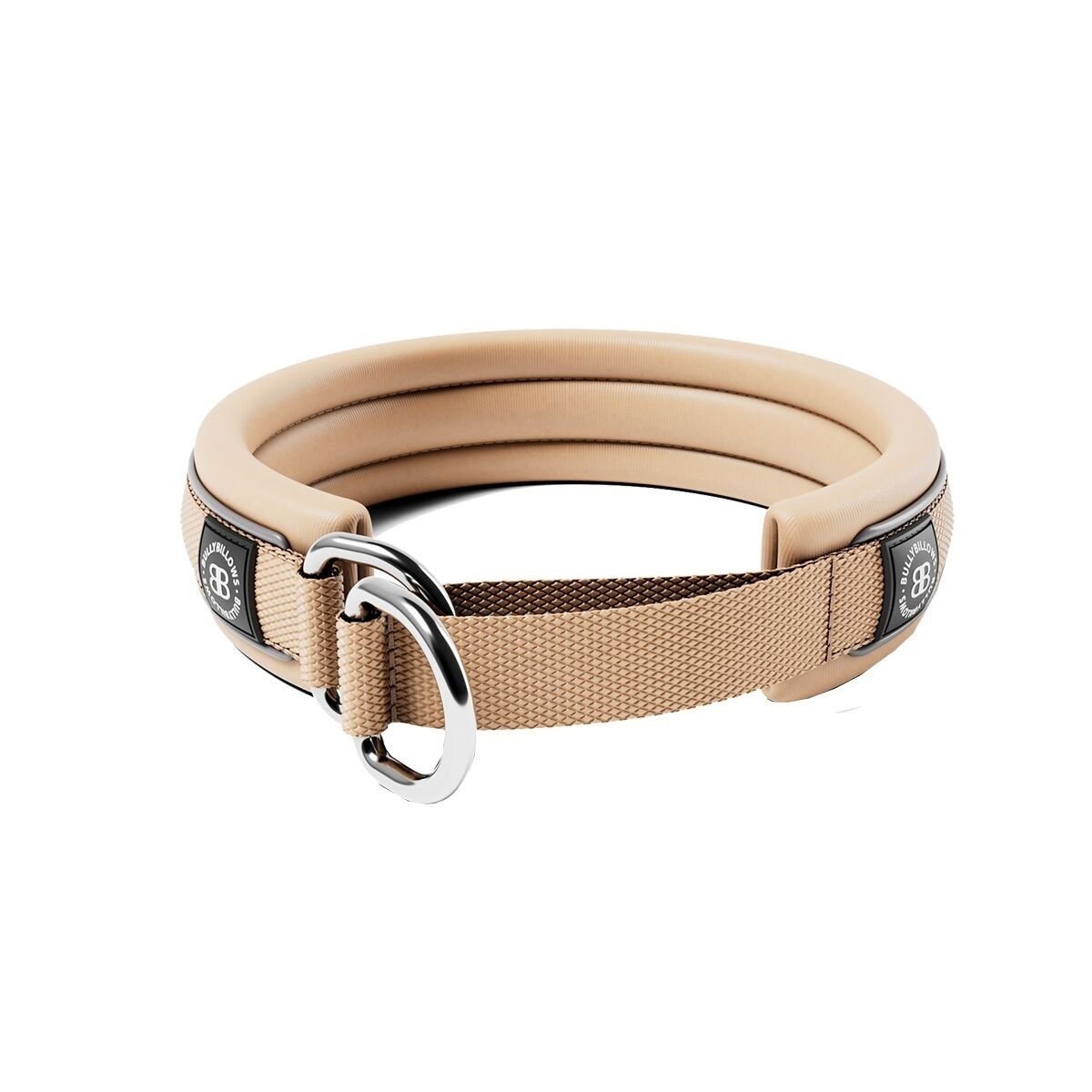 BullyBillows koiran puolikiristävä panta pehmustettu 3 cm, beige