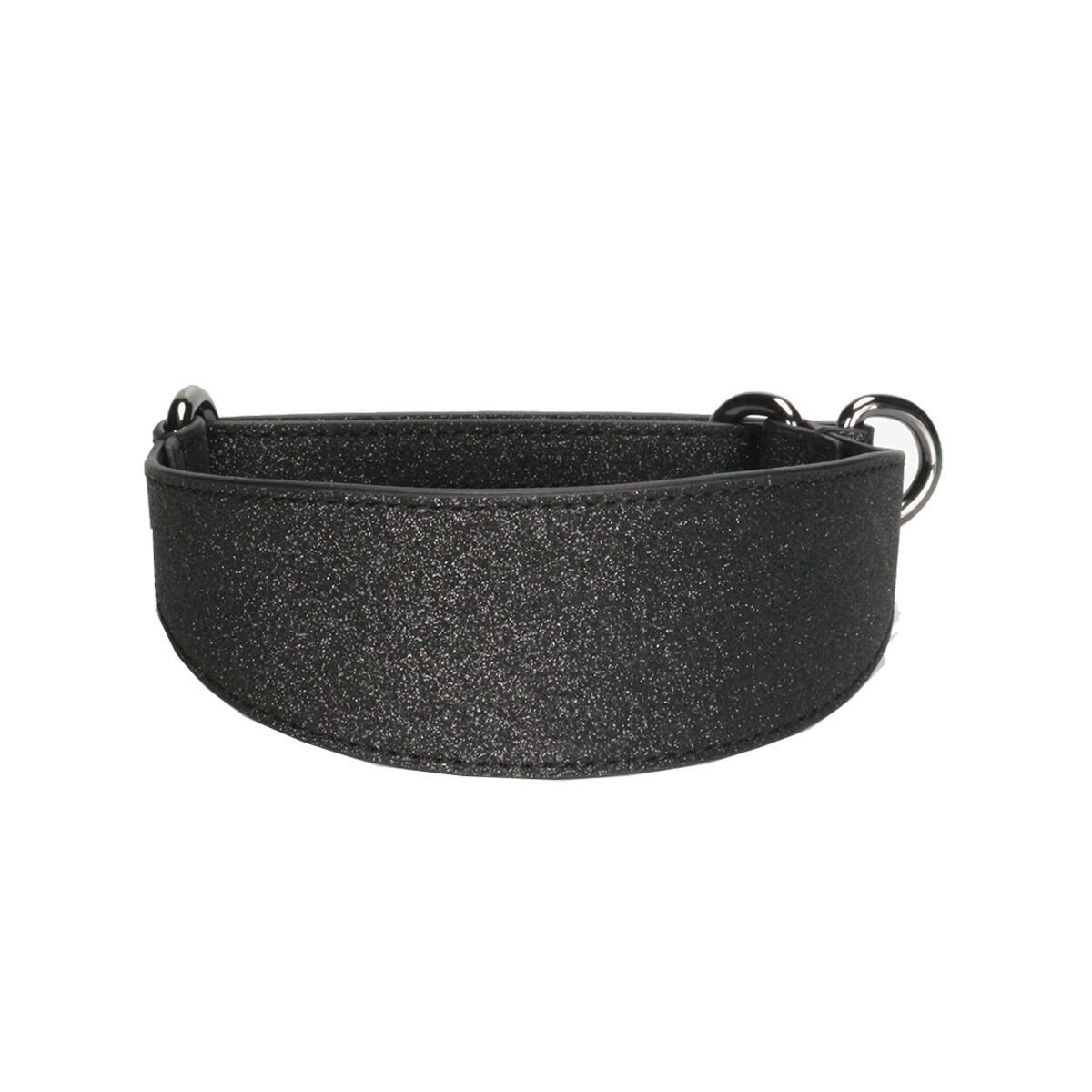 Leveä martingaalipanta Collar of Sweden, musta glitter