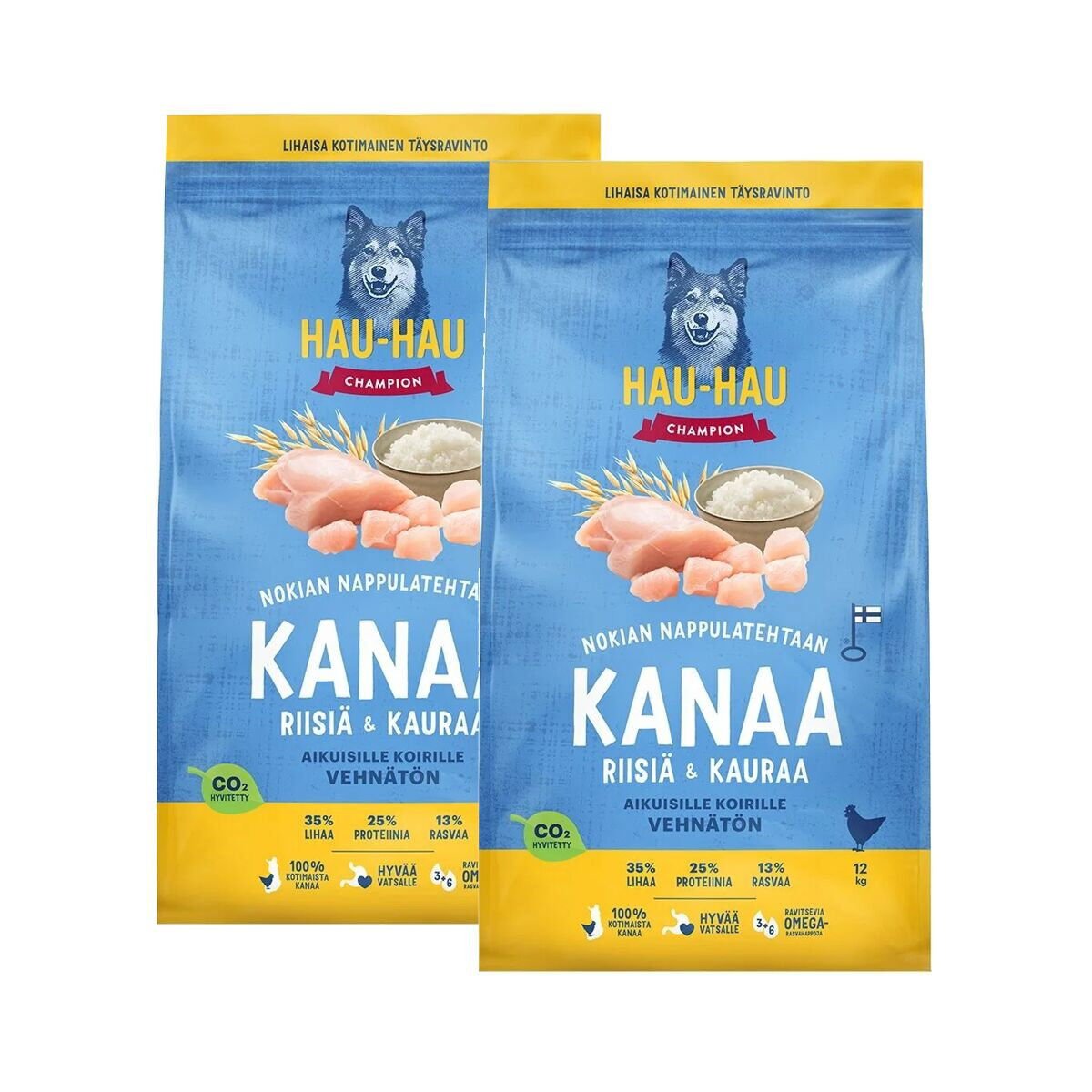 Hau-Hau Champion Kana, riisi ja kaura 2x12kg
