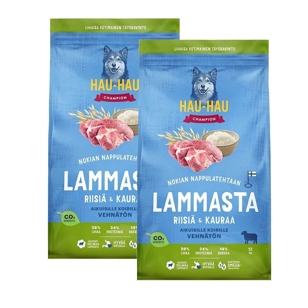 Hau-Hau Champion Lammas, riisi ja kaura 2x12kg