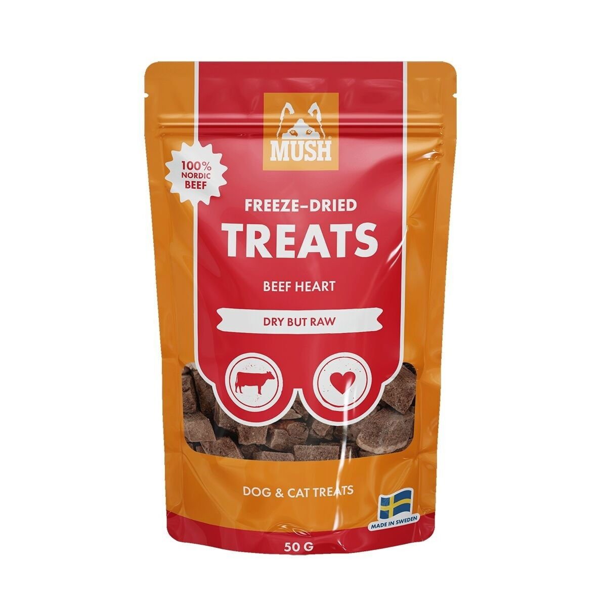 MUSH Freeze-Dried Naudansydän 50g herkku koiralle