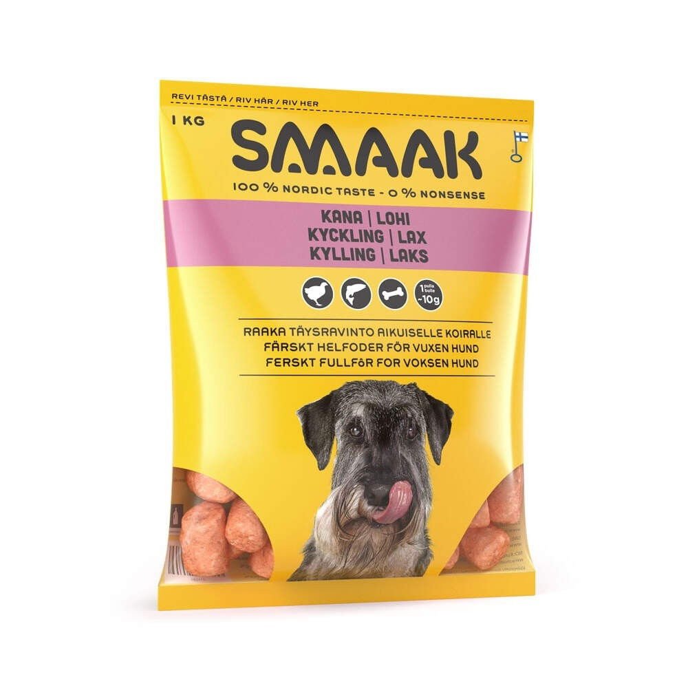 SMAAK Raaka täysravinto Kana & Lohi 1 kg