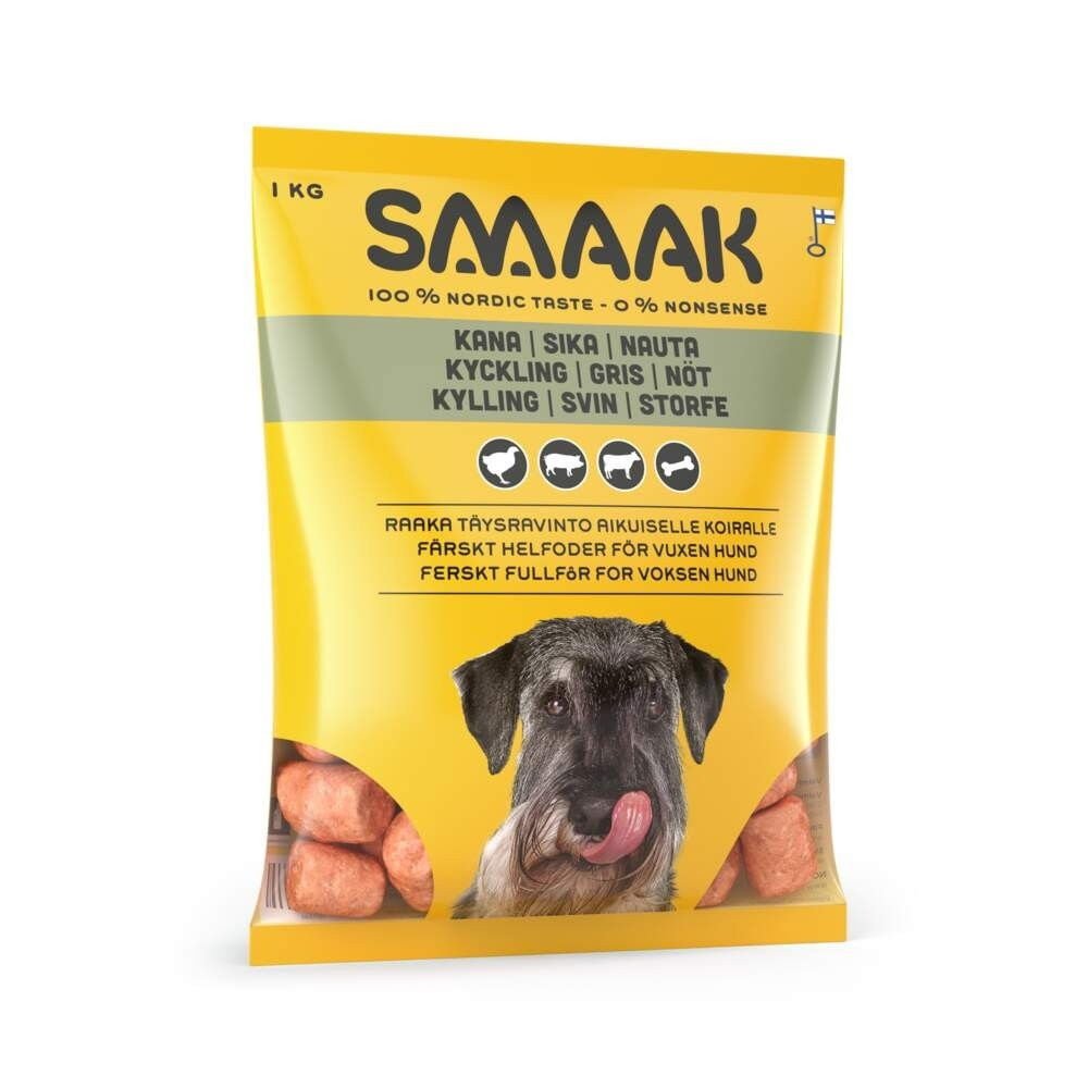 Smaak raaka täysravinto kana, sika & naudanmaha 1kg