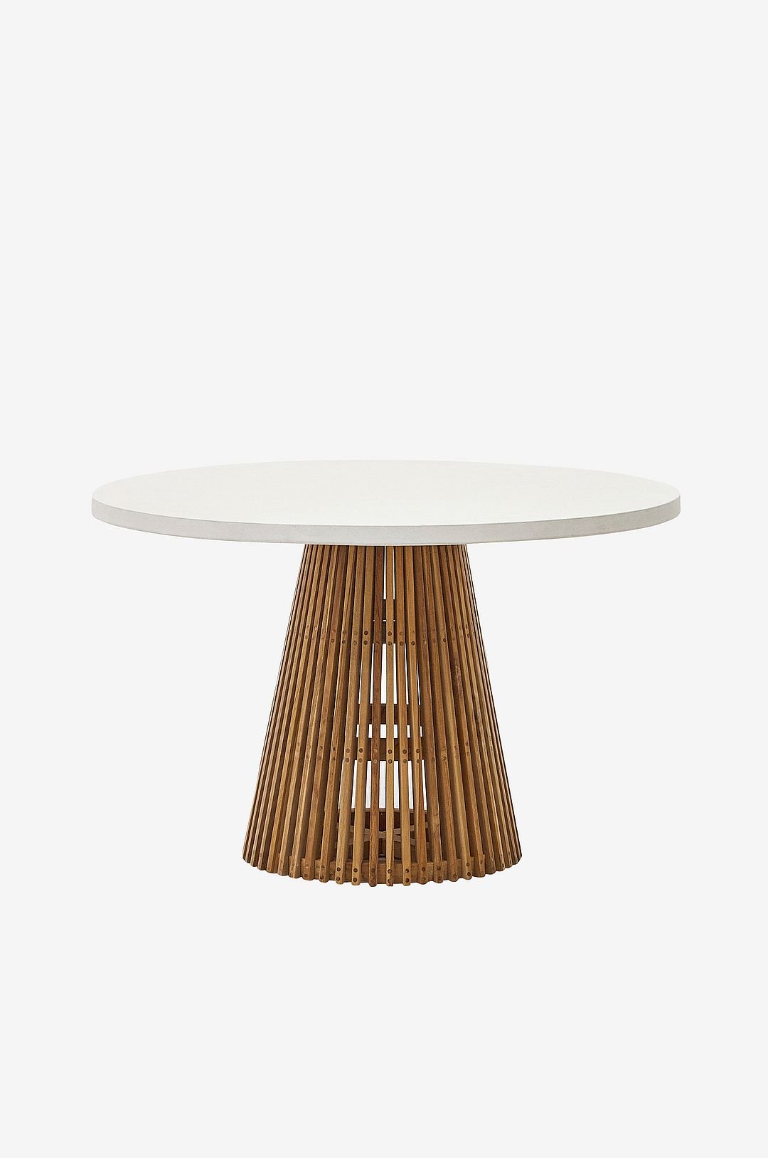 Kave Home Alcaufar pyöreä ulkopöytä massiivisesta teak-puusta ja valkoisesta sementistä Ã˜ 120 cm