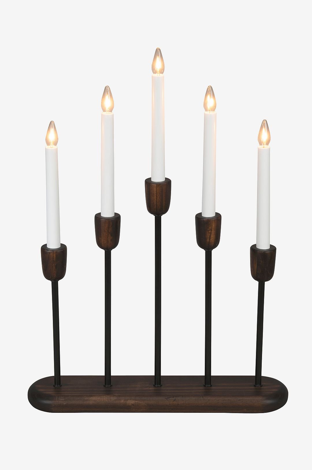 Konstsmide Kynttilänjalka puu/metalli 5 LED 53,5cm