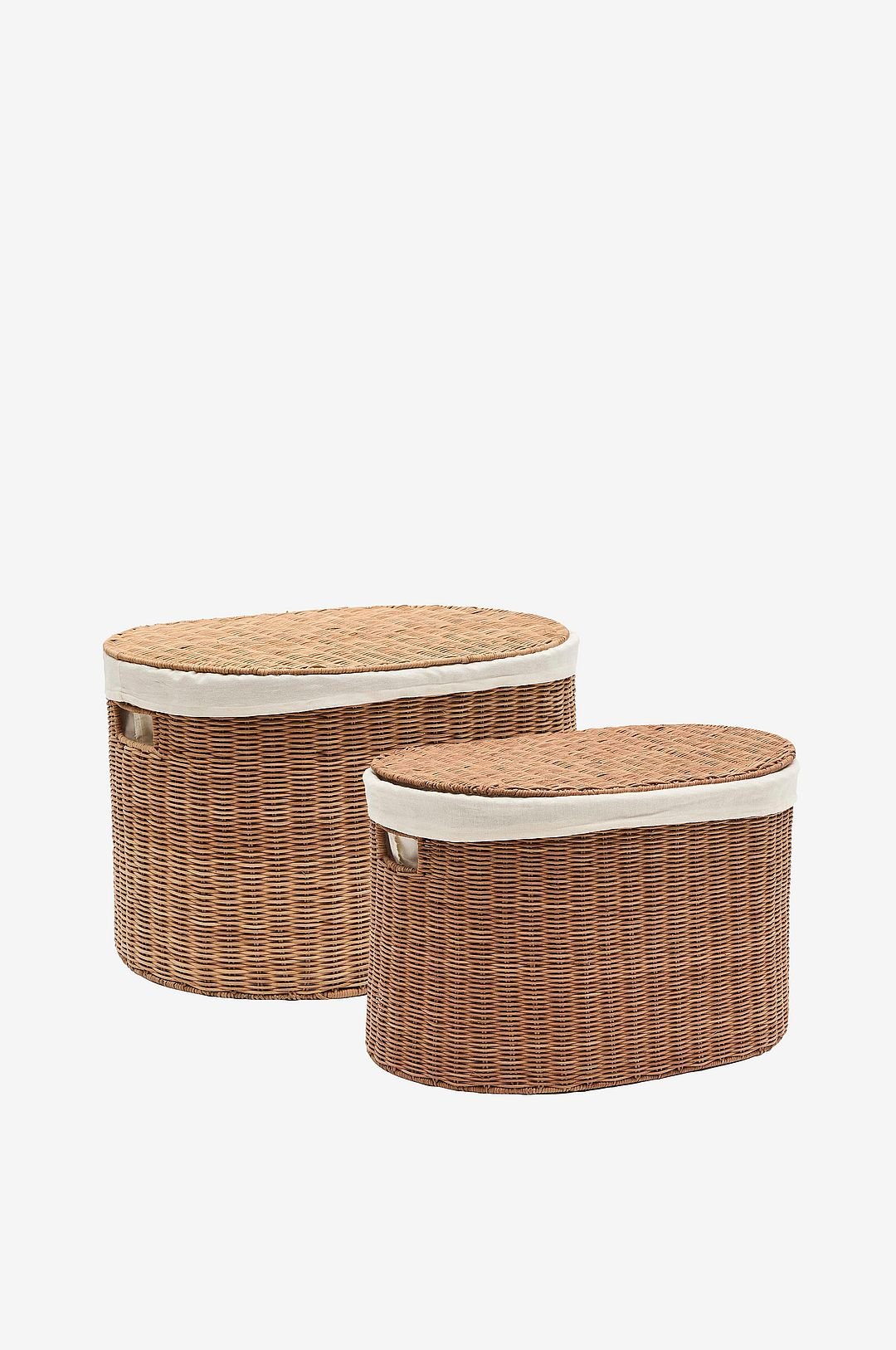 Kave Home Indali 2 rottinkikorin sarja, Ø 50 cm / Ø 55 cm.