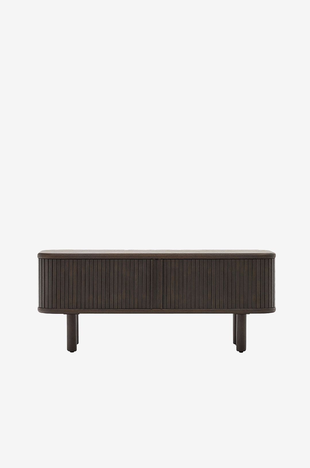 Kave Home Mailen 2-ovinen tv-teline tuhkaviilua, tumma pinta 120 x 50 cm