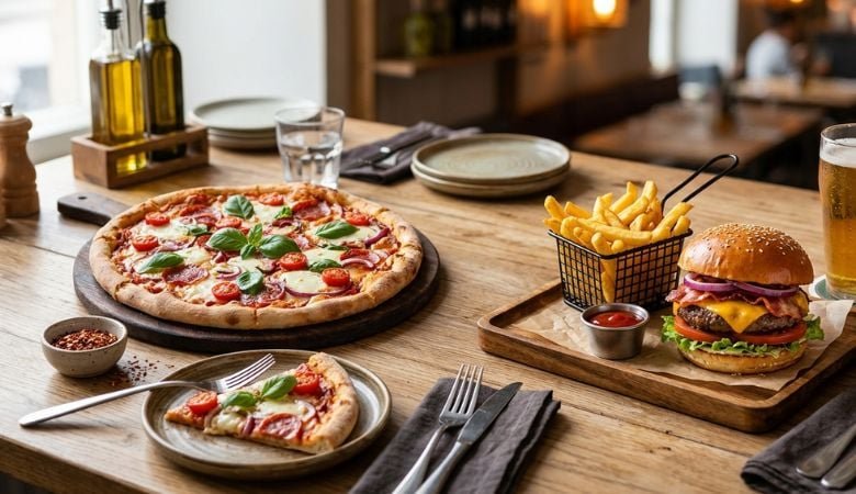 Vapaavalintainen pizza tai hampurilaisateria yhdelle tai kahdelle | jopa -37 % | Espoo, Haukilahti - Vapaavalintainen pizza tai hampurilaisateria yhdelle