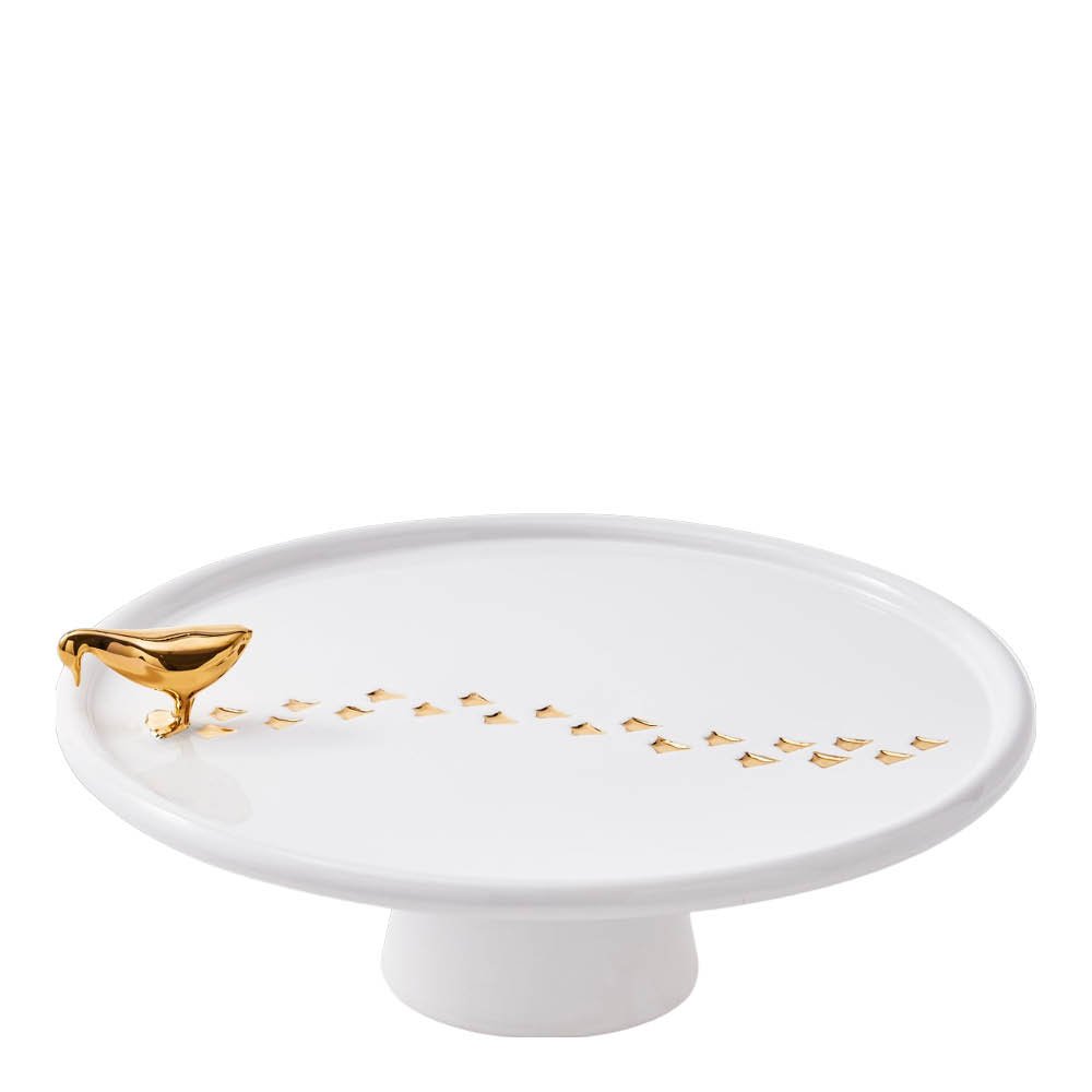 Pols Potten - Duck tarjoiluvati jalalla 30x8,3 cm valkoinen/kulta