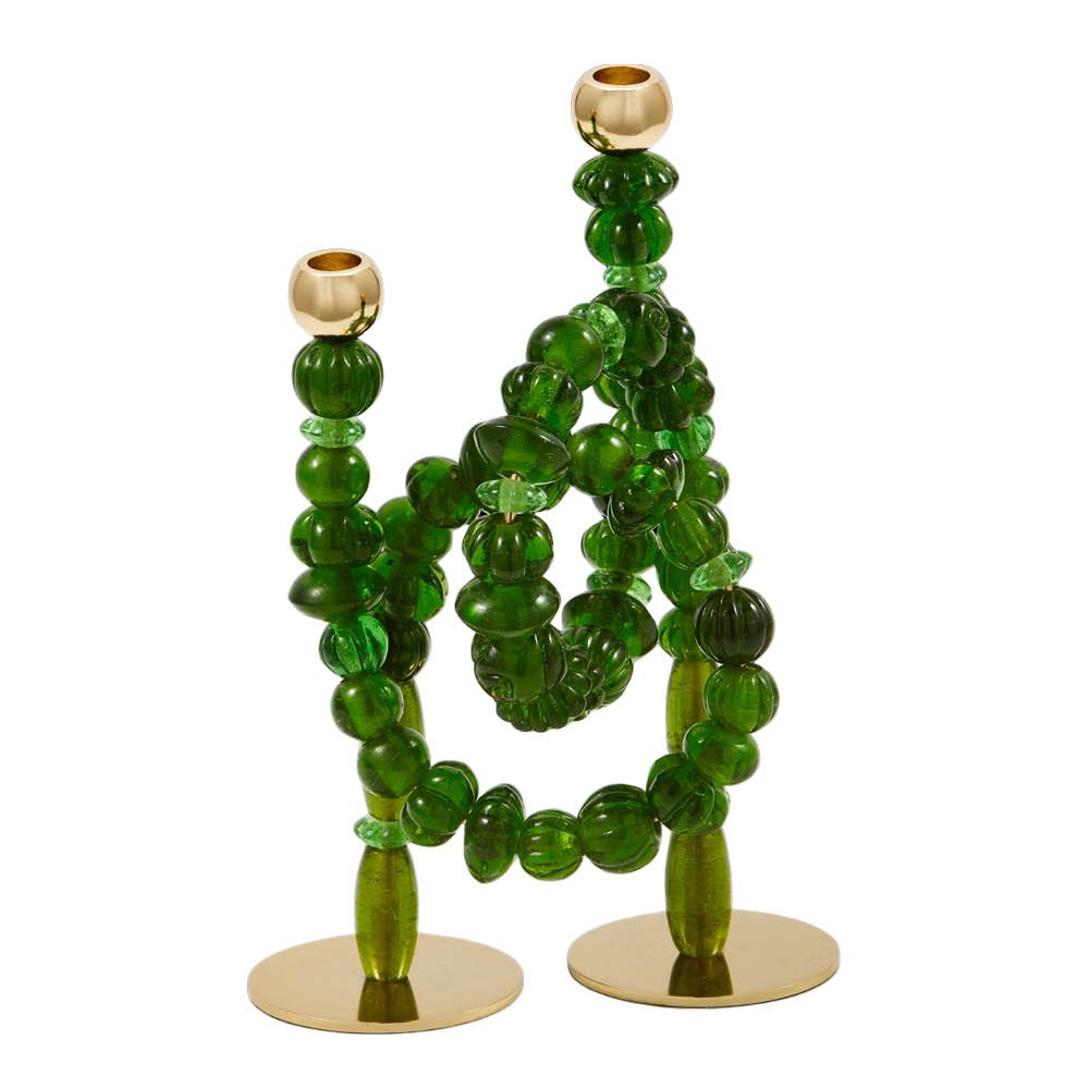 Pols Potten - Beads kynttilänjalka 38 cm tummanvihreä