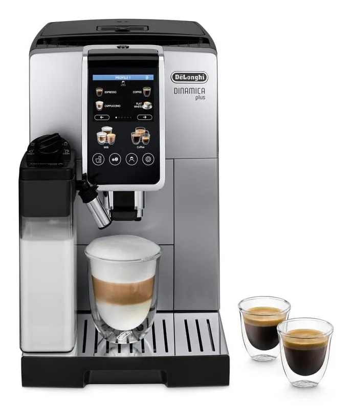 De'Longhi Dinamica Plus ECAM380.85.SB -täysautomaattinen espressokone, musta, hopea