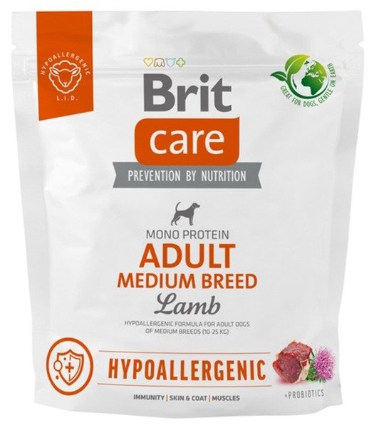 Brit Care Hypoallergenic Adult Medium Breed Lamb, Koiran kuivaruoka, 1 kg
