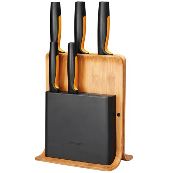 Fiskars Functional Form -veitsitukki bambua 5 veitsellä