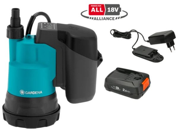 Gardena 2000/2 18V P4A -akkukäyttöinen uppopumppu (sis. akun)