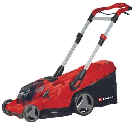 Einhell RASARRO 36/42 hiiliharjaton työnnettävä akkuruohonleikkuri, 36 volttia, 2 x 5,2 ampeerituntia, 420 millimetriä, Musta, Punainen