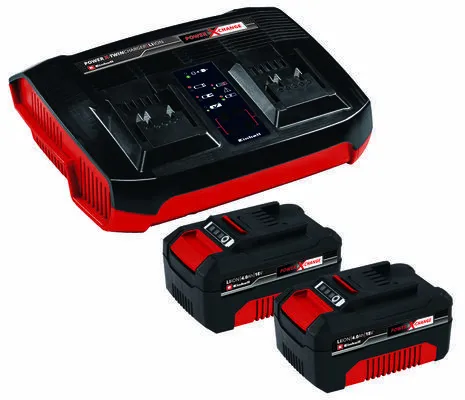 Einhell -Aloituspakkaus 2 x 4.0Ah, 18V & pikalaturi kahdelle akulle