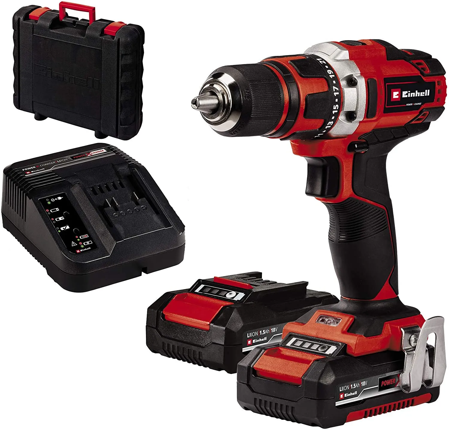 Einhell -Akkuporakone, TE-CD 18 / 40-1 Li, sis.2 x 1,5 Ah PXC-akkua ja laturin