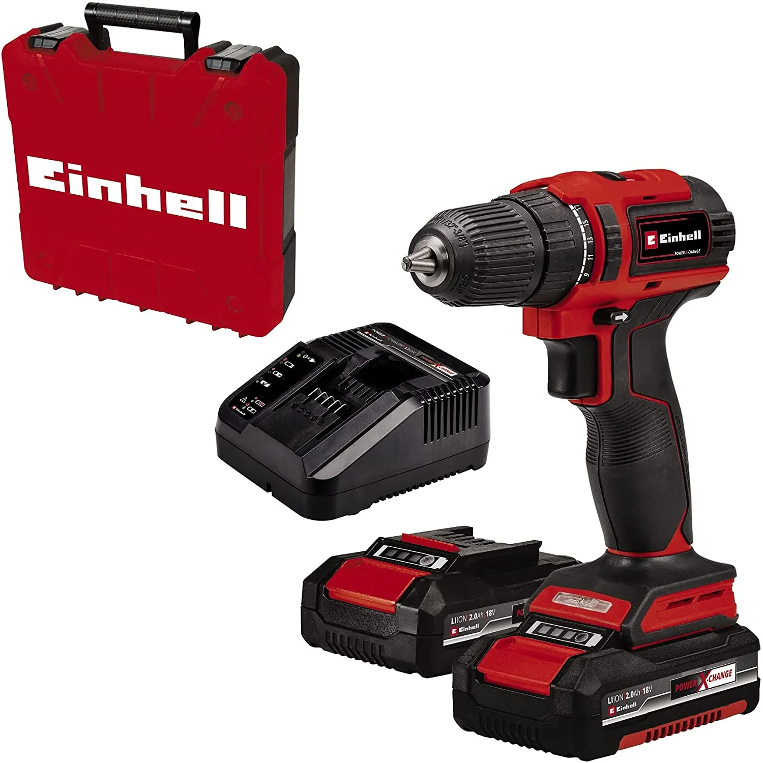 Einhell -Akkuporakone, TE-CD 18/40 Li BL, sis. 2 x 2,0Ah akkua ja pikalaturin