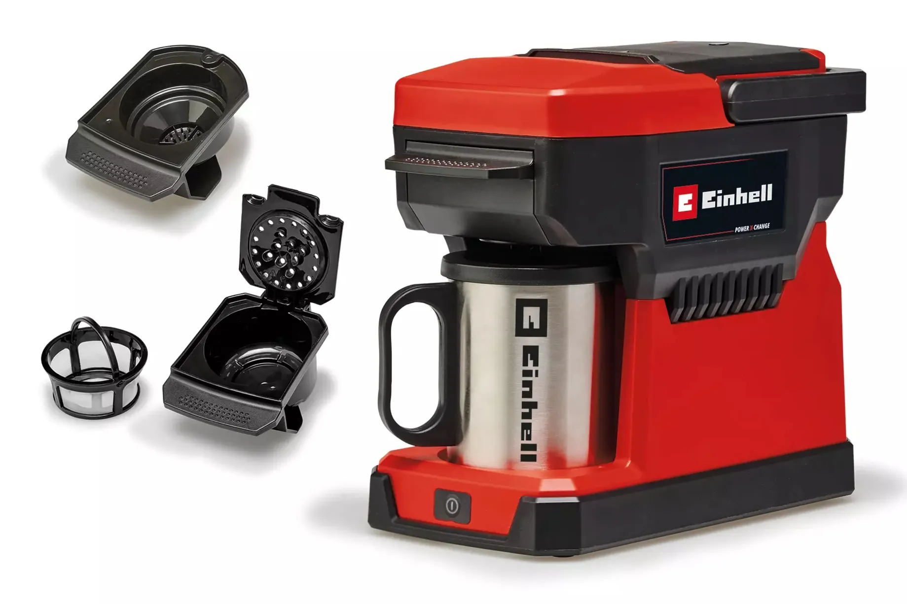 Einhell TE-CF 18 Li-Solo 1 kupin -kahvinkeitin, musta, punainen
