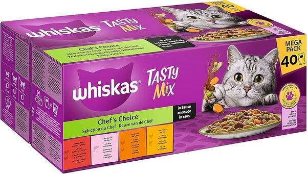 Whiskas Tasty Mix Chef’s Selection in Sauce, Kissan märkäruoka, Adult, 40 x 85 g