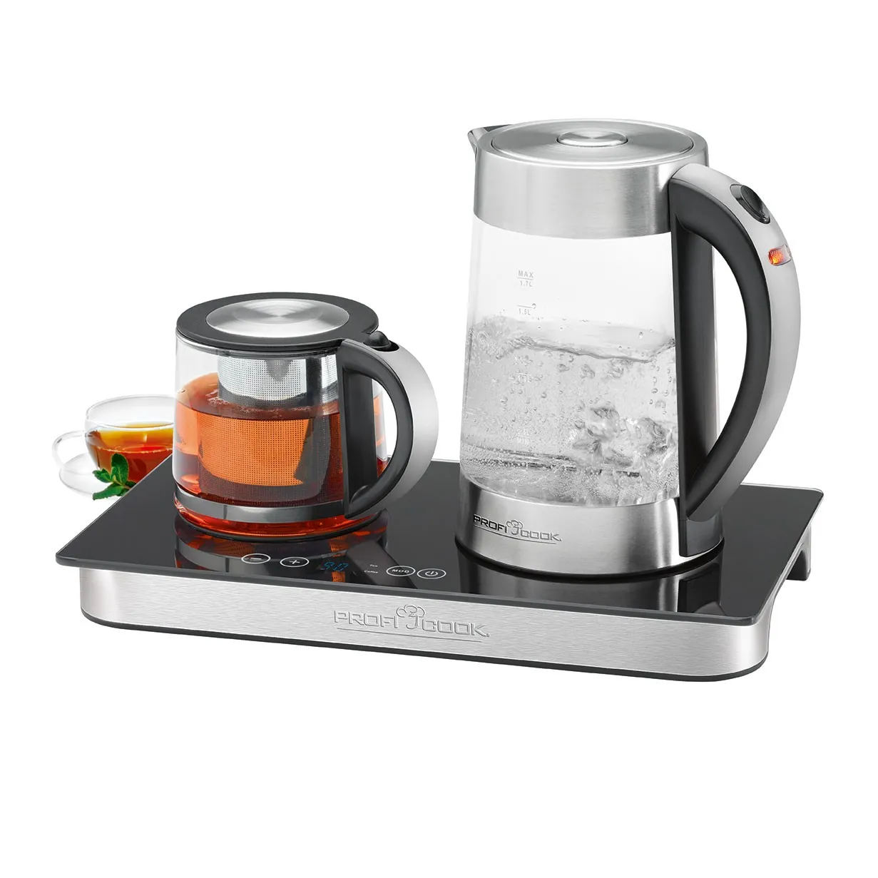 PROFICOOK PC-TKS 1056 -vedenkeitin, 1,7 l, 2250 W, musta/ruostumaton teräs