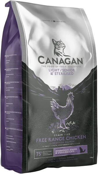 Canagan Light & Senior & Sterilised Chicken and Salmon, Kissan kuivaruoka, Grain Free, 1,5 kg