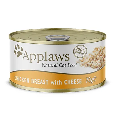 Applaws Chicken Breast with Cheese in Broth, Kissan märkäruoka, Adult, 70 g