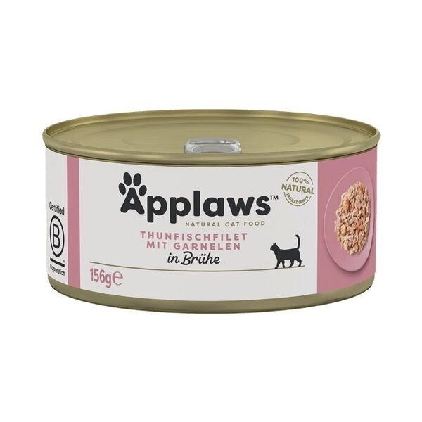 Applaws Tuna Fillet with Prawn in Broth, Kissan märkäruoka, Adult, 156 g