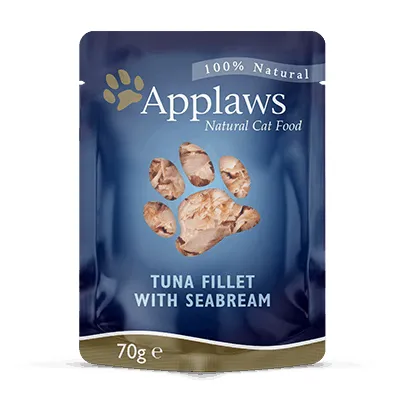 Applaws Tuna Fillet with Sea Bream in Broth, Kissan märkäruoka, Adult, 70 g